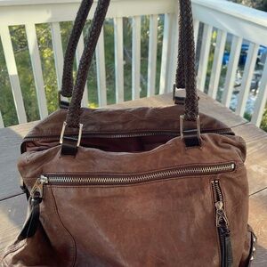 Donald J. Pliner Brown Leather Shoulder Bag